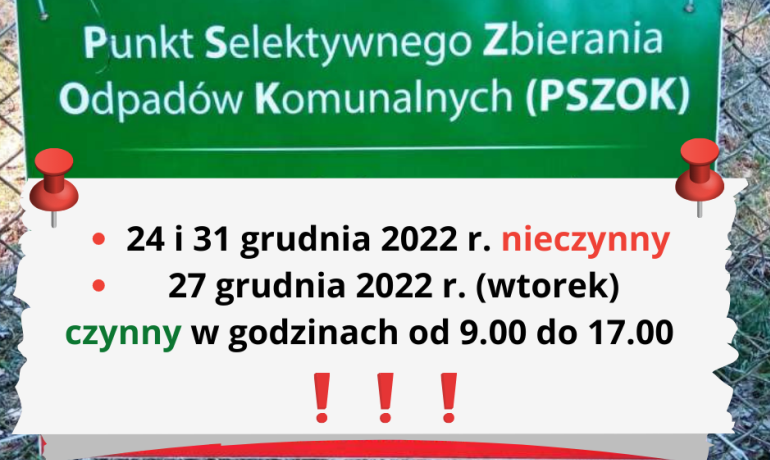 PSZOK Czołowo godziny otwarcia