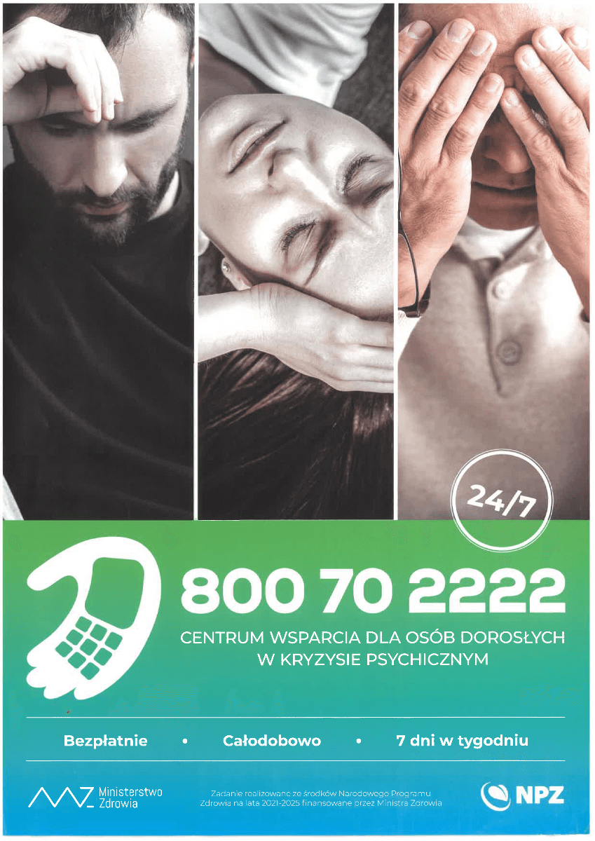 Plakat promujący Centrum Wsparcia dla osób Dorosłych w Stanie Kryzysu Psychicznego