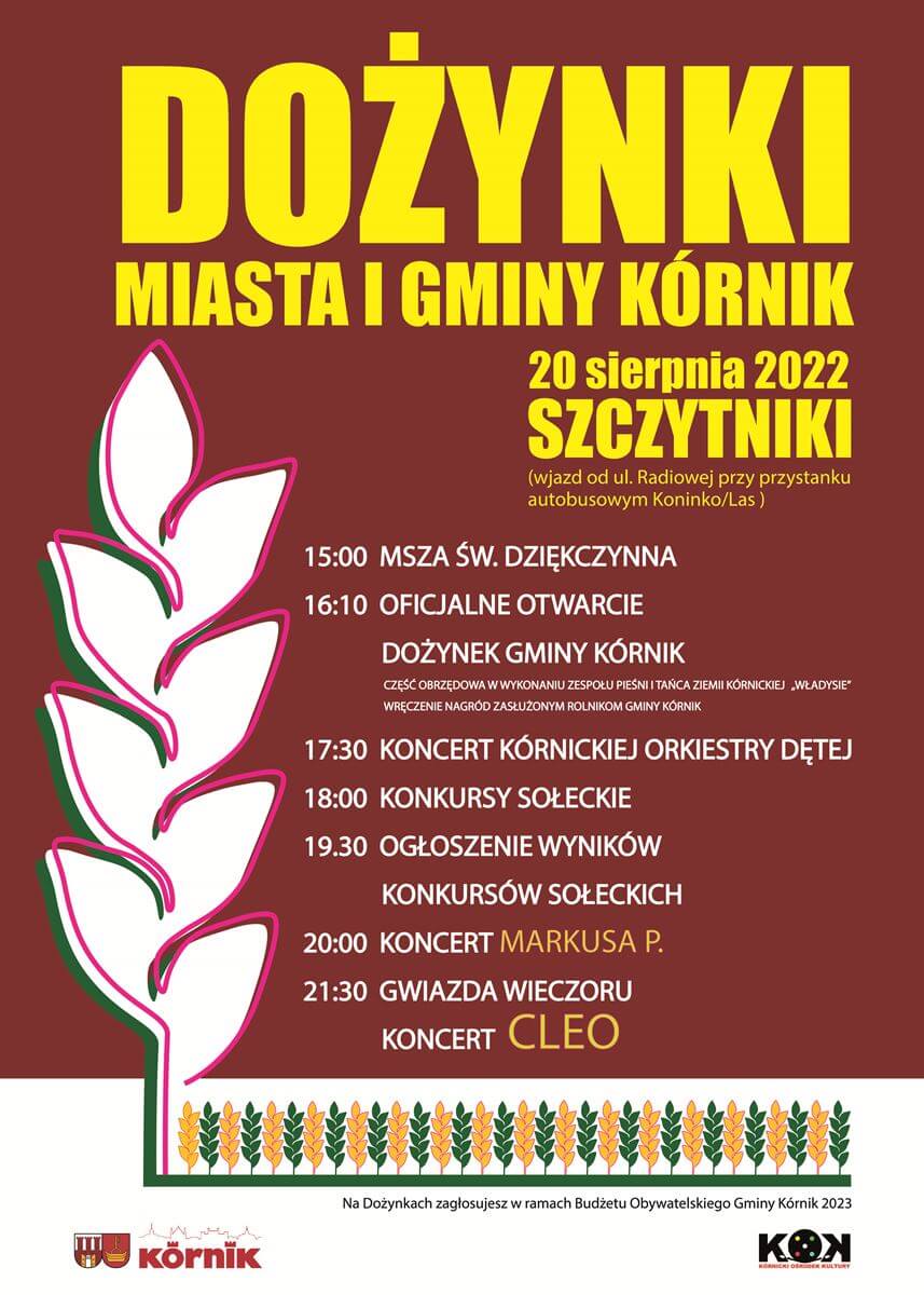 Plakat promocyjny - Dożynki Miasta i Gminy Kórnik 2022