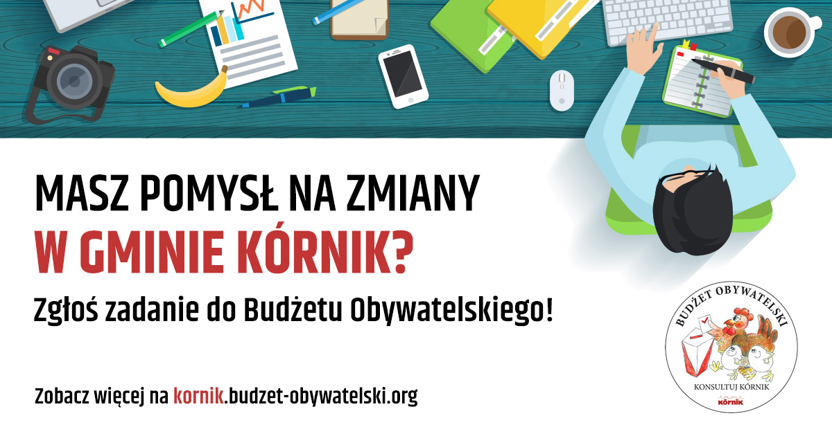 Baner promocyjny - składanie wniosków do Budżetu Obywatelskiego Gminy Kórnik