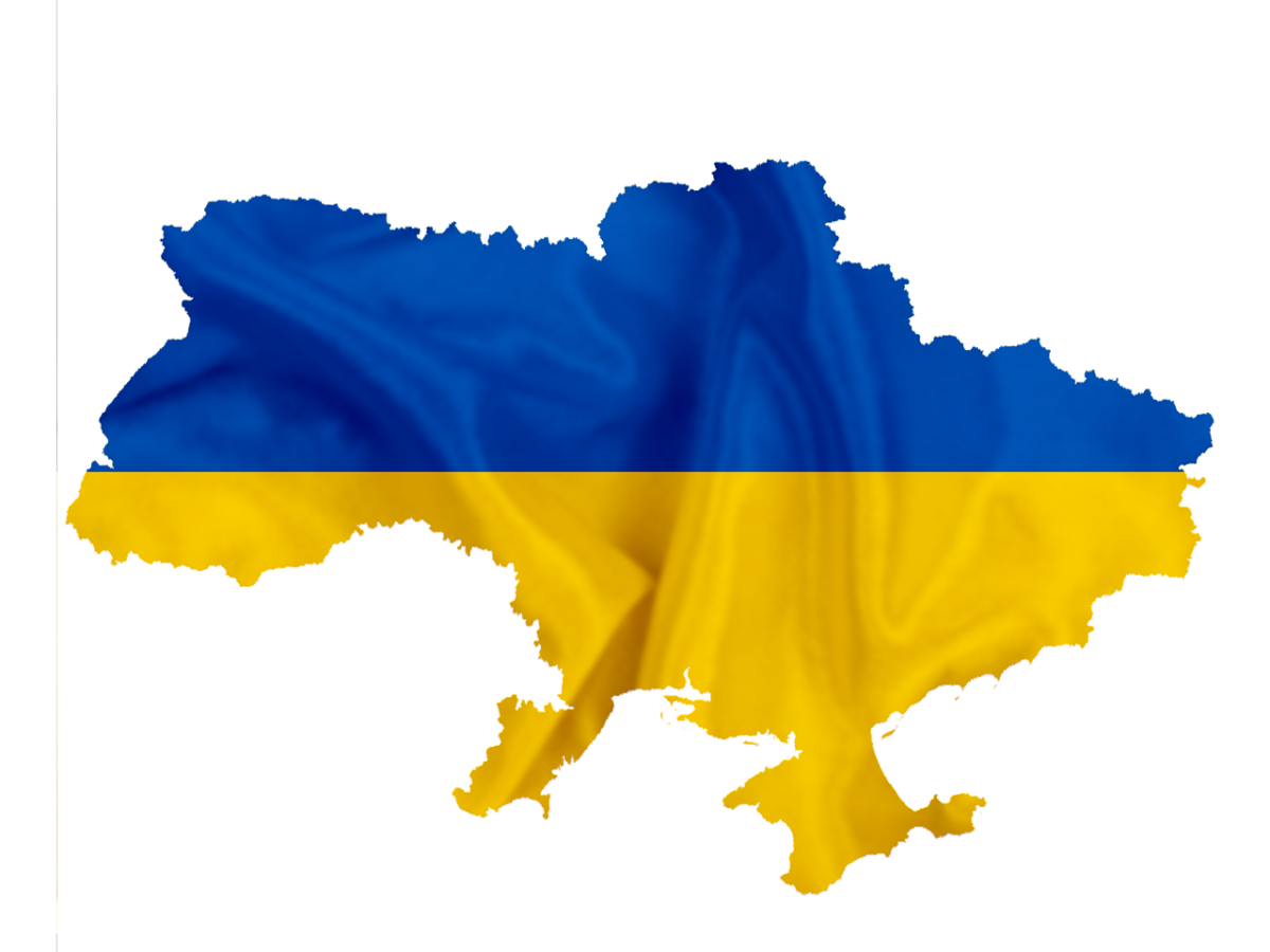 Mapa Ukrainy w niebiesko-żółtych barwach