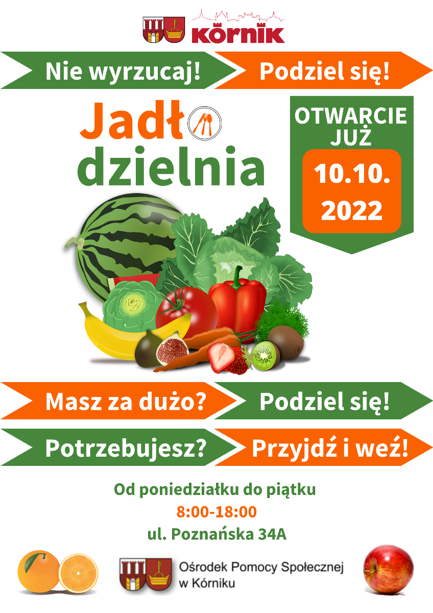 Plakat promujący otwarcie Jadłodzielni w Kórniku