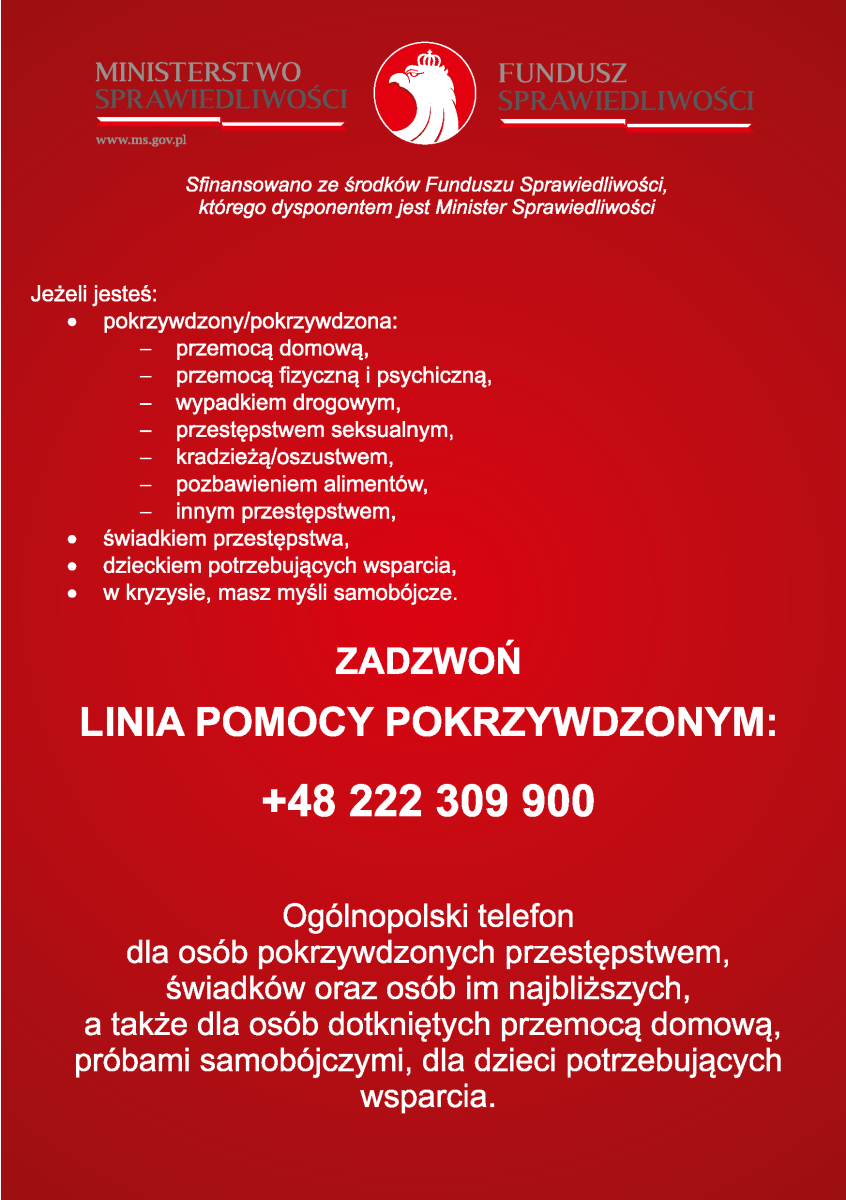 Ulotka informacyjna- Linia pomocy pokrzywdzonym