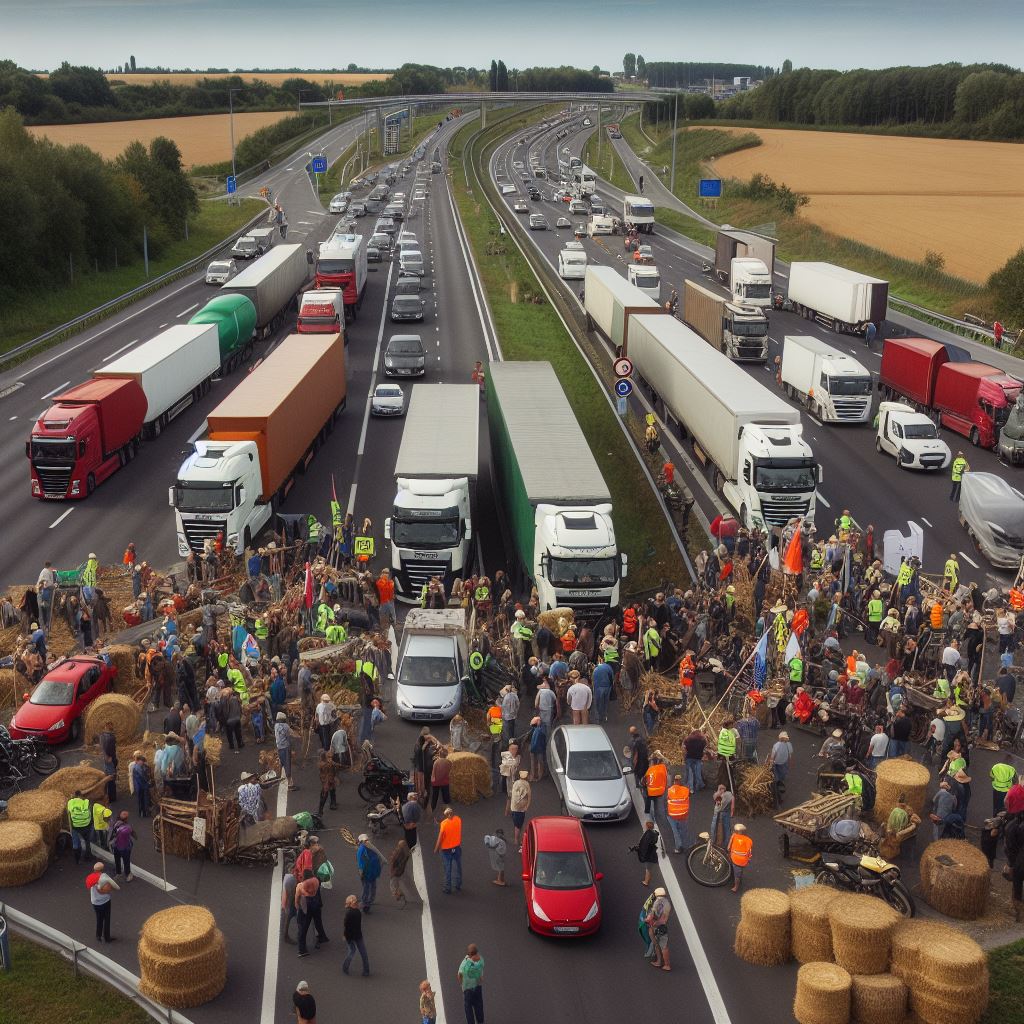 Strajk rolników na autostradzie
