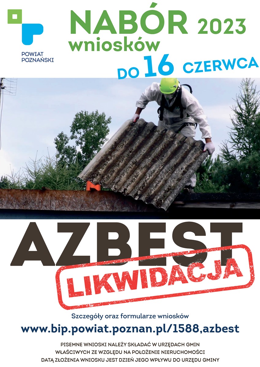 Plakat informacyjny o naborze wniosków w sprawie likwidacji azbestu