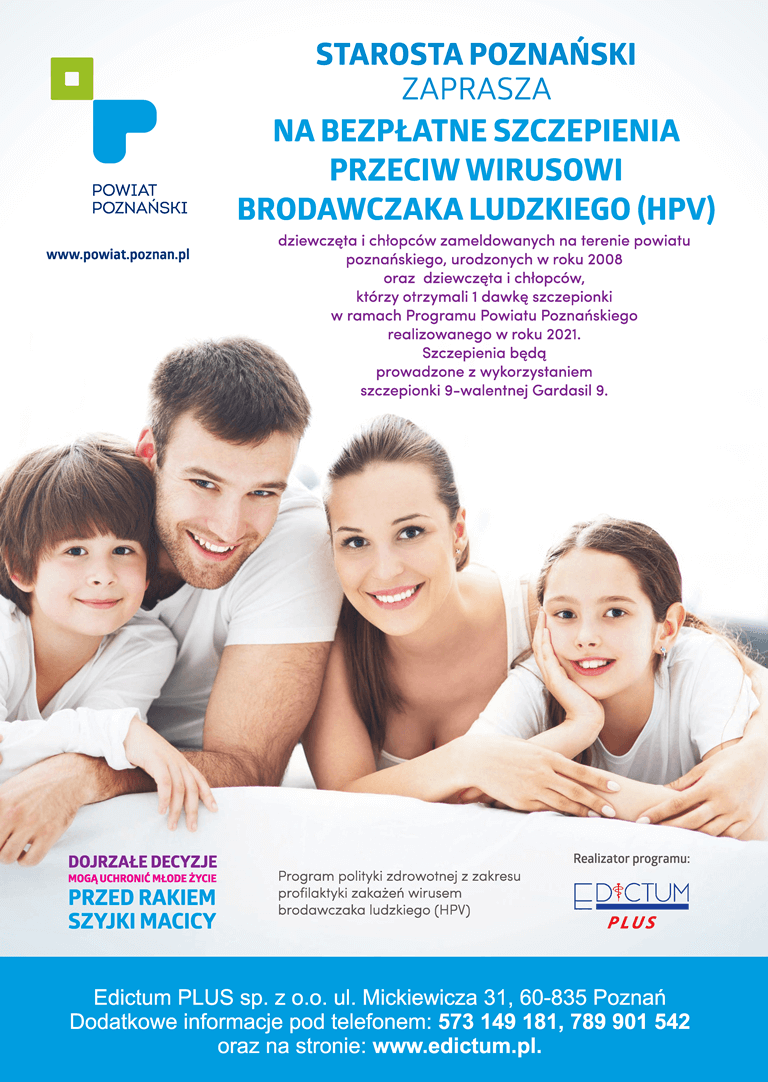 Plakat informacyjny o szczepieniach przeciwko HPV