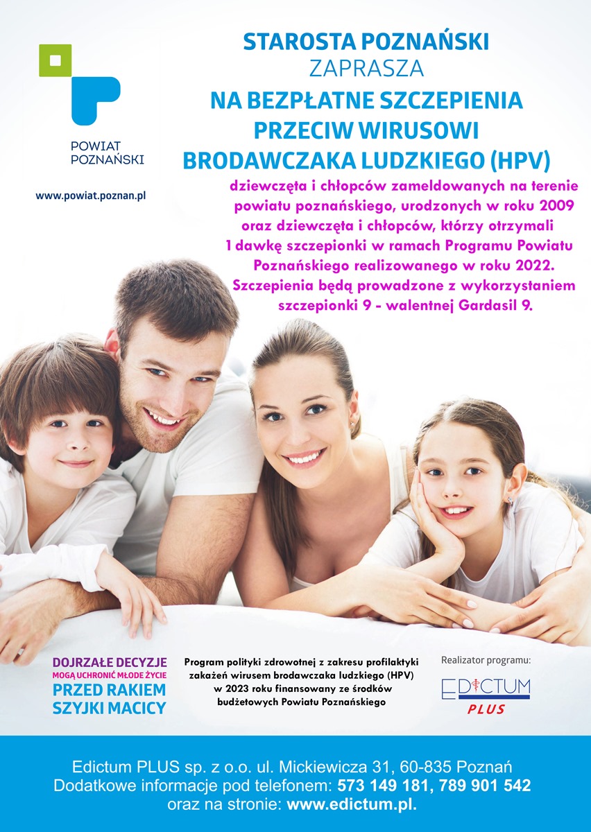 Plakat informacyjny - szczepienia przeciwko HPV