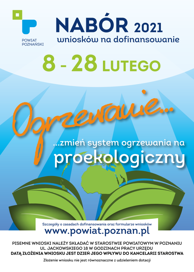 Plakat Ogrzewanie zmień system ogrzewania na proekologiczny. Szczegóły z plakatu w treści.