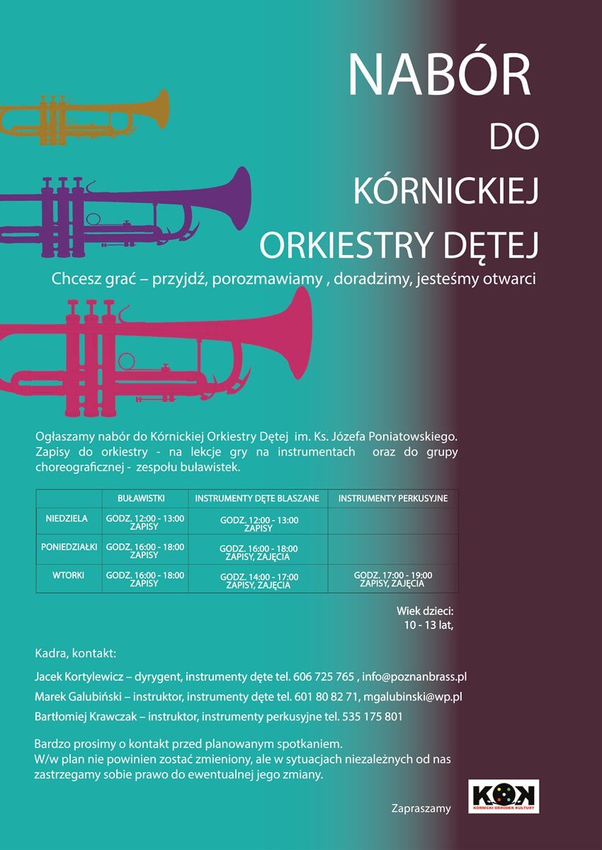 Plakat informacyjny o naborze do orkiestry