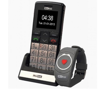 Aparat telefoniczny dla seniora z bransoletką z guzikiem alarmowym