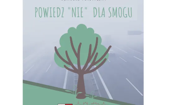Plakat konkursu Plastycznego "Powiedz NIE dla smogu". Drzewo oraz logo Kórnika.
