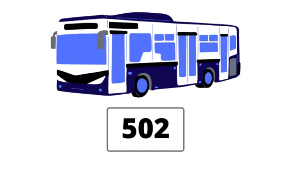 Autobus, tabliczka linii 502