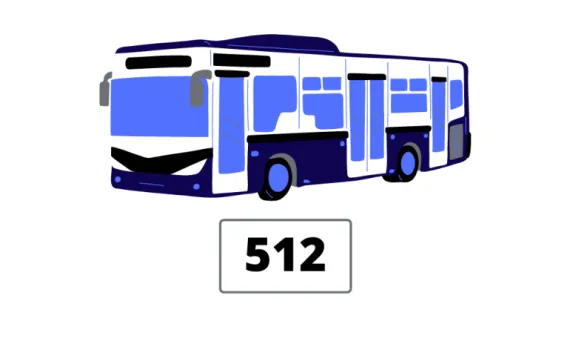 Autobus i tabliczka linii nr 512