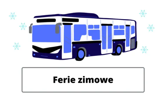 Autobus z informacją o feriach zimowych