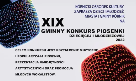 Baner promocyjny konkursu piosenki młodzieżowej Kórnik 2022