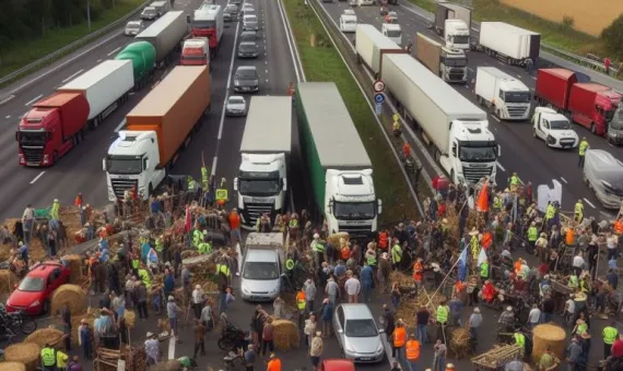 Strajkujący rolnicy blokują autostradę