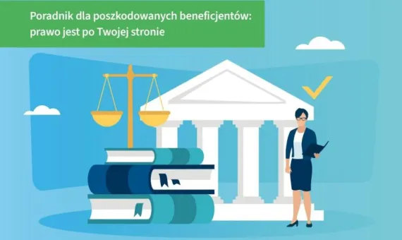 Grafika promująca poradnik dla poszkodowanych beneficjentów Programu Czyste Powietrze