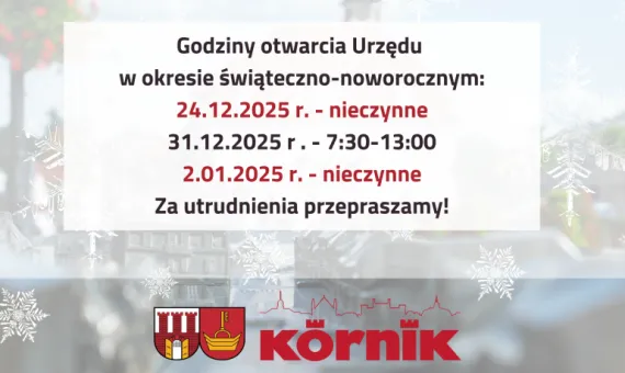 Baner - zmiany godzin otwarcia urzędu