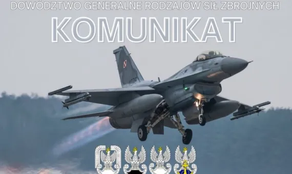 Informacja o komunikacie z startującym myśliwcem 