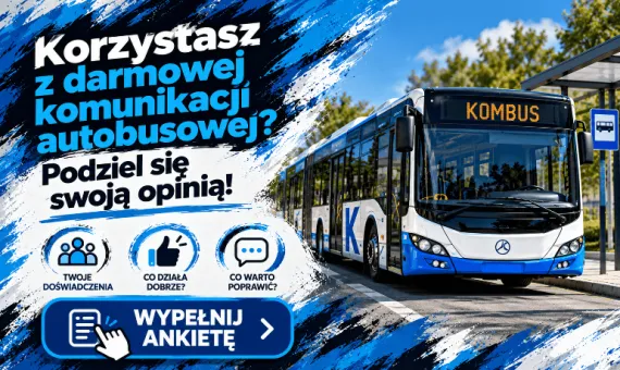 Baner informacyjny - ankieta dotycząca darmowej komunikacji miejskiej