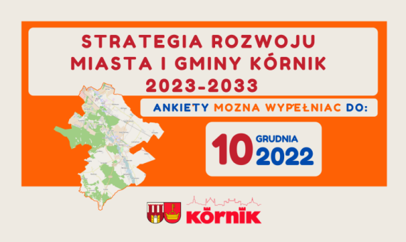 Baner informacyjny - ankieta Strategia Miasta i Gminy Kórnik 2023-2033