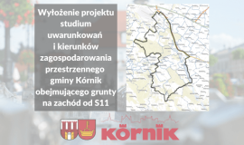 Baner informacyjny o wyłożeniu do wglądu projektu studium uwarunkowań i kierunków zagospodarowania przestrzennego gminy Kórnik 