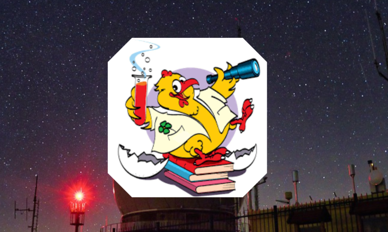 Logo Kórnickich Dni Nauki na tle obserwatorium astronomicznego