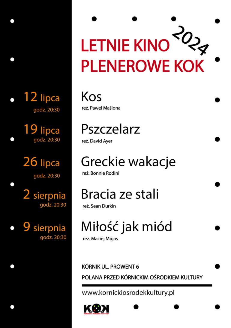 Letnie Kino Plenerowe KOK 2024 repertuar