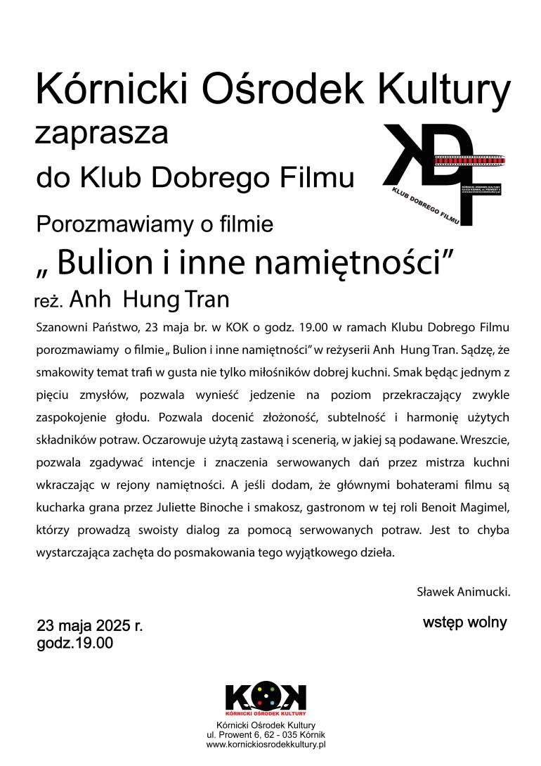 Czarne litery na białym tle. W górnej części grafiki czarne logo.