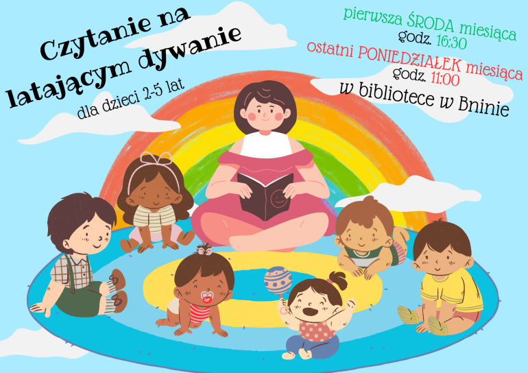plakat informacyjny nowego cyklu czytelniczego dla najmłodszych w bibliotece w Bninie