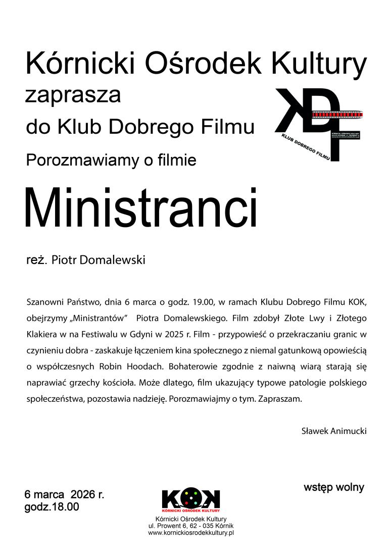 Czarne litery na białym tle. W górnej części grafiki czarne logo.