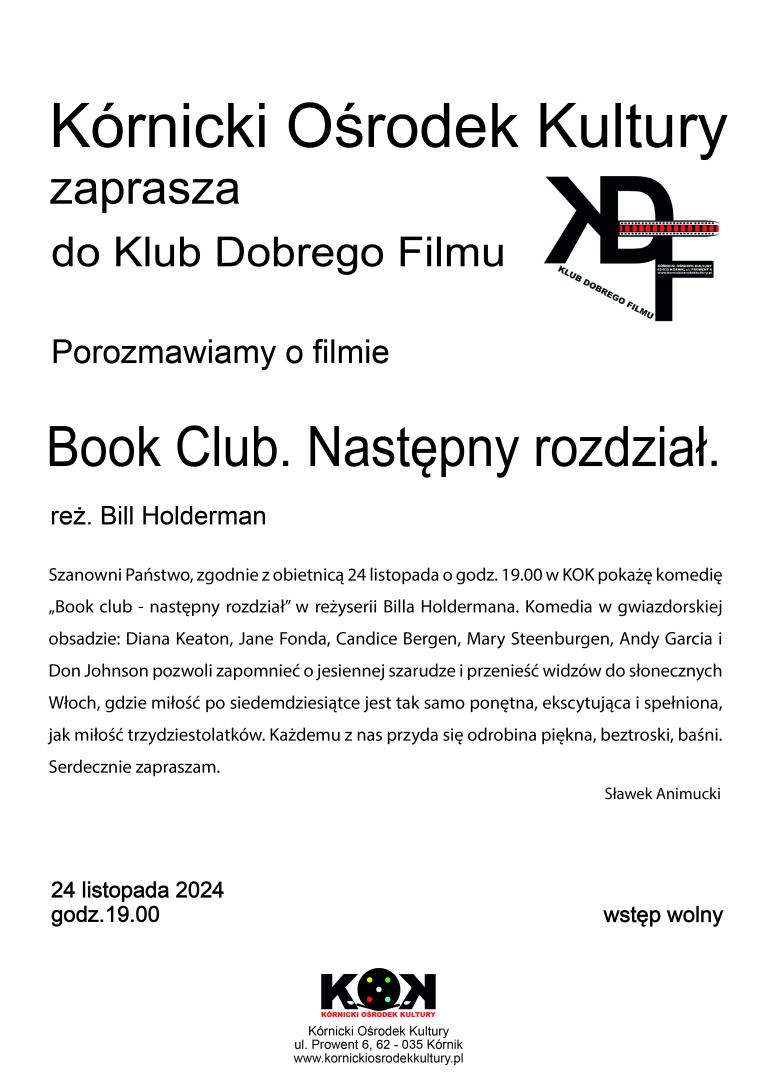 Czarne litery na białym tle. W górnej części grafiki czarne logo.